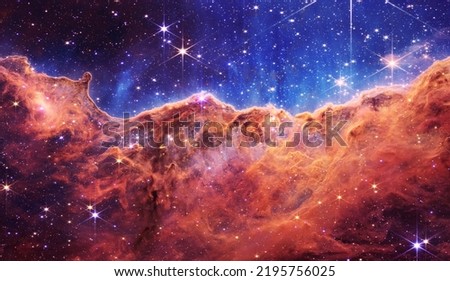 Colorized version of a photograph taken by a telescope in space. First Image from the James Webb Space Telescope Royalty-Free Stock Photo #2195756025