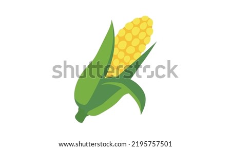 Simple corn clipart vector illustration isolated on white background. Cute corn or corncob cartoon style. Corn maize sign icon. Organic food, vegetables and restaurant concept Royalty-Free Stock Photo #2195757501
