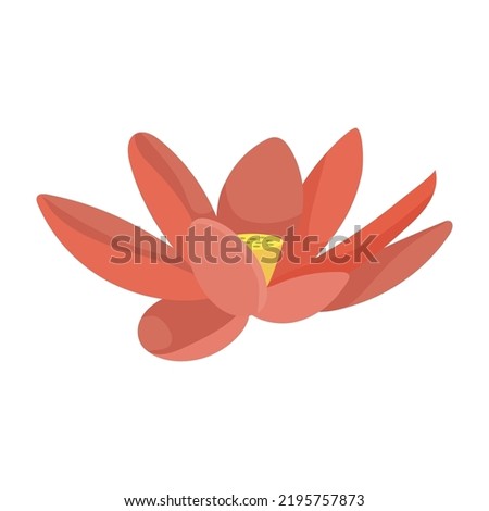 Pink lotus flower in cartoon style. Simple lotus icon for invitations and postcards.