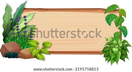 Wooden board template with nature leaves illustration
