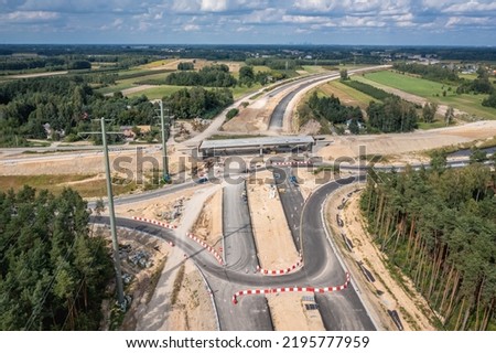 Construction site of S7 express road in Ruda village near Tarczyn city, Poland