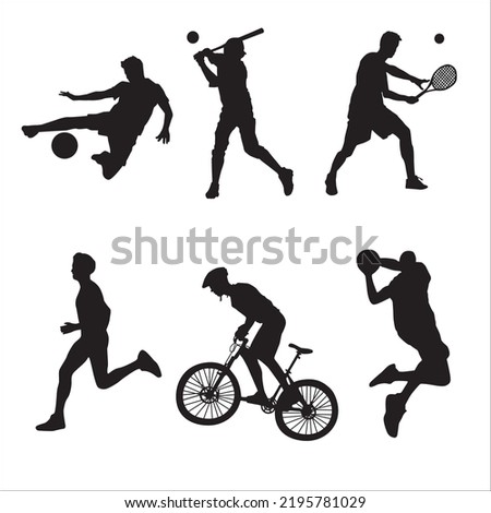 Vector illustration  silhouette set design. Healthy sportsman collection.Healthy sportsman collection. Lifestyle activity athletics power.