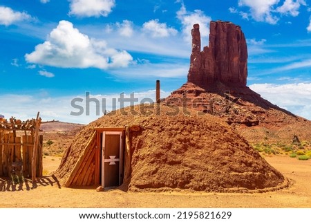 Native american hogans in Navajo nation reservation at Monument Valley, Arizona, USA Royalty-Free Stock Photo #2195821629