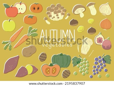 Clip art of fruits and vegetables in season of autumn