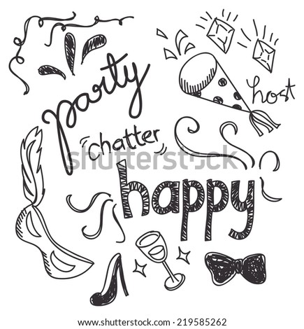 party doodle isolated on white background