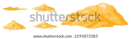 Pile of sand in cartoon, sandy dune in desert or at beach. Heap of building material. Vector illustration. Royalty-Free Stock Photo #2195873383
