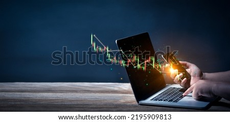 Business stock brokers stress and looking at monitors displaying financial stock graph report information. Stock market or stock exchange background for web banner.