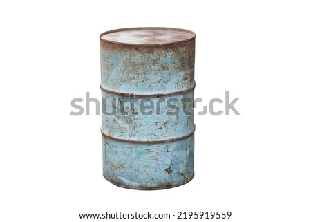 Old steel drum isolated on white background Royalty-Free Stock Photo #2195919559