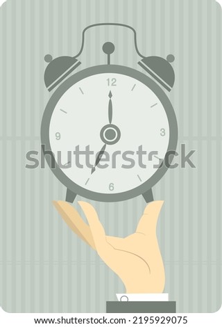 Hand holding alarm clock illustration