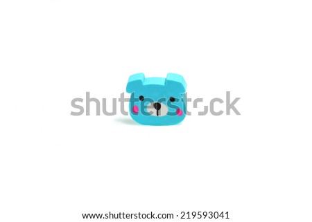 animal rubber eraser . Isolated on white background