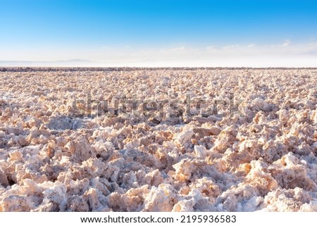 Lithium reserves in the salar de atacama at the Atacama desert in Chile. Royalty-Free Stock Photo #2195936583