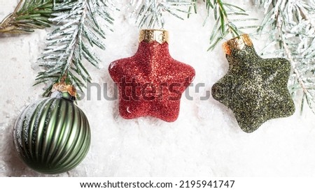 Christmas decorations on a branch