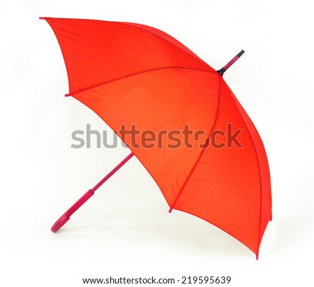 opened red umbrella isolated on white background