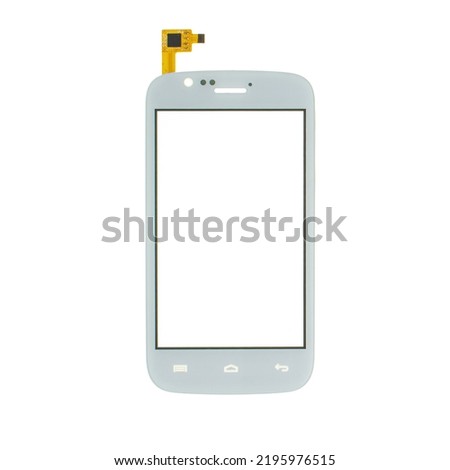 touchscreen touch glass, spare part for phone, isolated on white background