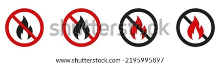 No fire vector icons. No fire restriction. Isolated on a white background. Vector illustration eps10