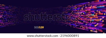 Digital Data Flow Vector Background. Big Data Technology Lines. 5G Wireless Data Transmission. High Speed Light Trails. Information Flow in Virtual Reality Cyberspace. Vector Illustration. Royalty-Free Stock Photo #2196000891
