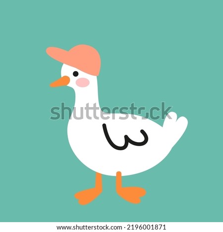Illustration of a cute duck in baseball cap