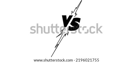 Doodle sketch style of Versus Or VS Letters Logo cartoon hand drawn illustration for concept design. Comic fighting duel with lightning ray border.