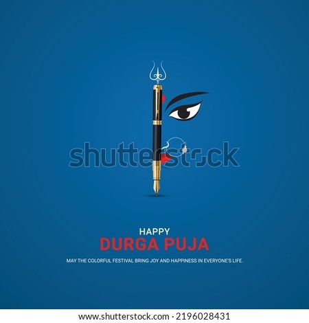 Happy Durga puja creative concept, 3D Illustration.  Royalty-Free Stock Photo #2196028431