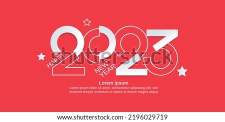 Happy new year 2023. 2023 new year greeting on red background Royalty-Free Stock Photo #2196029719
