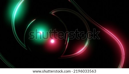 3d render with ball and metal line with green and pink highlights