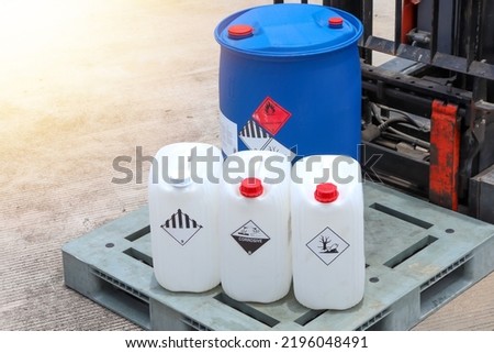 chemical symbols on chemical product, dangerous  raw material in the industry or laboratory Royalty-Free Stock Photo #2196048491