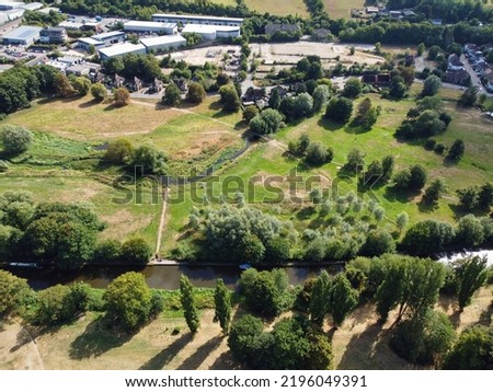 Aerial View of Cricket Ground at Local Public Park of Hemel Hempstead England Great Britain