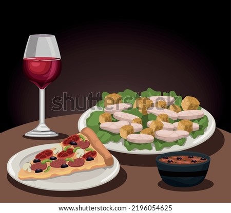 italian food with wine cup icon