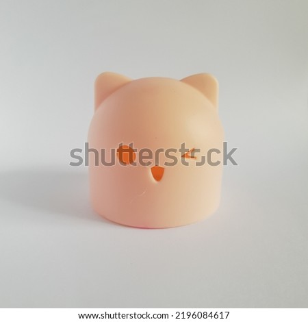 pink cat head decoration looks cute isolated on white background.