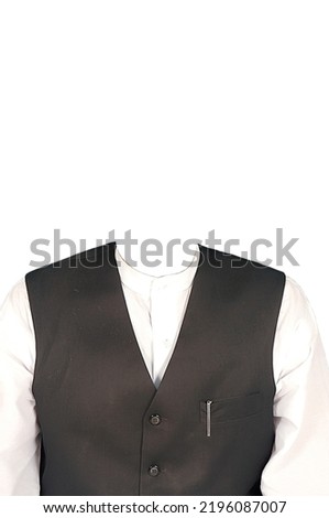 Main selected focus of waistcoat dress with white removable background   