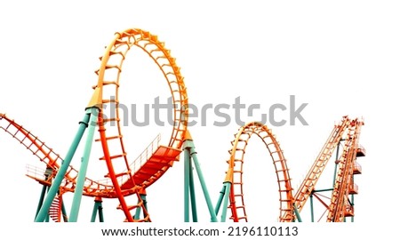 Roller coaster on white background Royalty-Free Stock Photo #2196110113