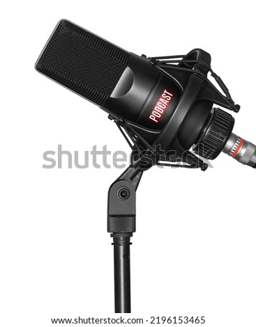 microphone isolated on white background. Condencer Mic for studio recording voice podcasts