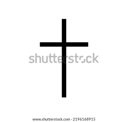 Vector isolated one simplest catholic cross colorless black outline silhouette shadow