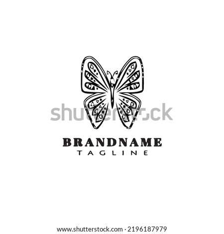 butterfly logo shape icon design template black modern isolated vector illustration