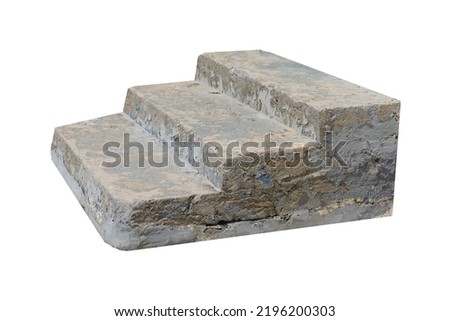 old stone staircase isolated on white background