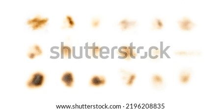 Burn paper mark isolated. Burnt sheet stain, burned parchment, burn paper texture background Royalty-Free Stock Photo #2196208835