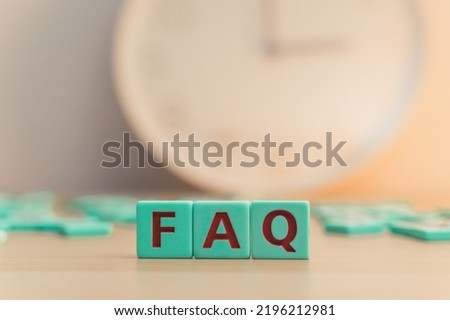The FAQ made of small colorful scrabble letters. . High quality photo