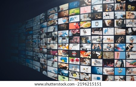 Television streaming video concept. Media TV video on demand technology Royalty-Free Stock Photo #2196215151