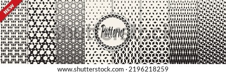 Set of halftone seamless patterns. Abstract geometric graphic design simple pattern. Seamless geometric halftone pattern.