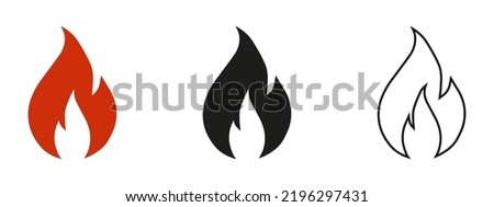 Fire flame vector icons.  Flaming badge. Igniting border and lines.  Stock vector illustration. eps10