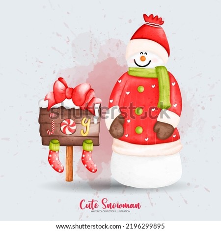 Cute Christmas Snowman set. Watercolor Snowman, Winter illustration. Watercolor illustration
