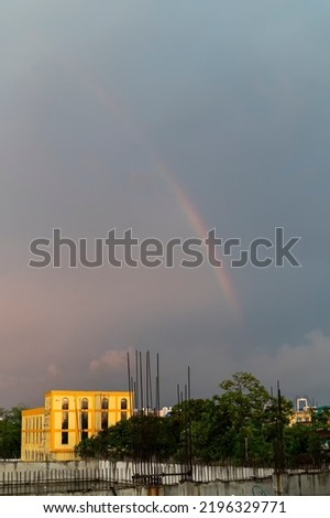 Rainbow on a cloudy sky, Howrah, West Bengal, India