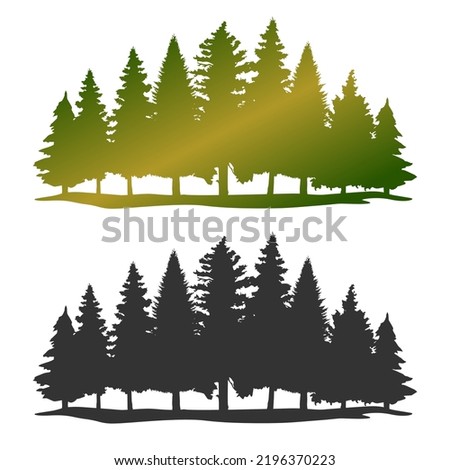 Forest Trees Illustration Clip Art Design Shape. Landmark Nature Silhouette Icon Vector.