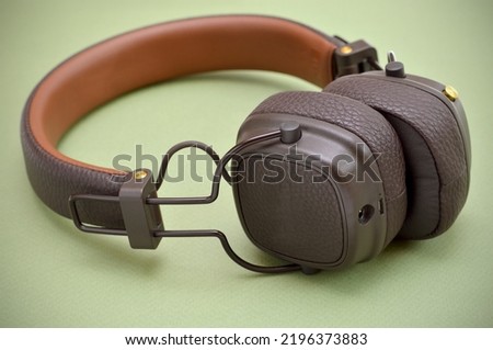 wireless headphones in a classic style, brown leather design