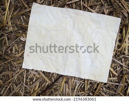 Grunge paper on straw background, summer field, rusty style , banner design 