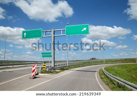 New highway crossroad with empty sign