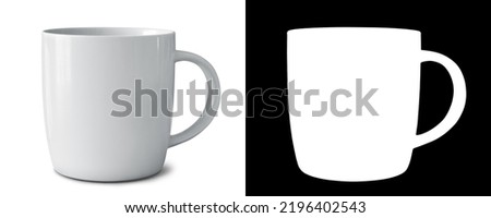 White ceramic mug isolated on blank background with clipping path or alpha channel Royalty-Free Stock Photo #2196402543