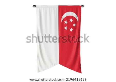 3D illustration  Singapore flag waving on white background, long shot, isolated with clipping path mask alpha channel transparency