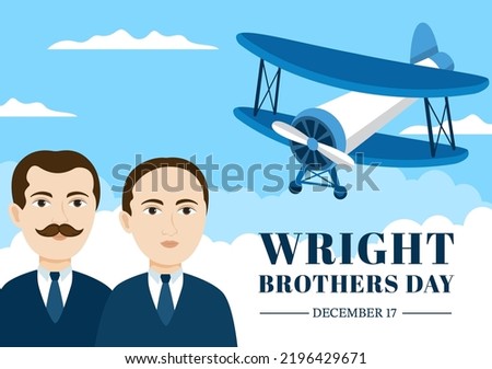 Wright Brothers Day on December 17th Template Hand Drawn Cartoon Illustration of the First Successful Flight in a Mechanically Propelled Airplane Royalty-Free Stock Photo #2196429671