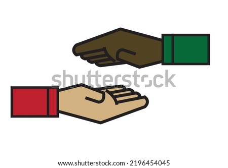 Two Hands about to Hold, Give Assistance or Give and take concept. Editable Clip Art.